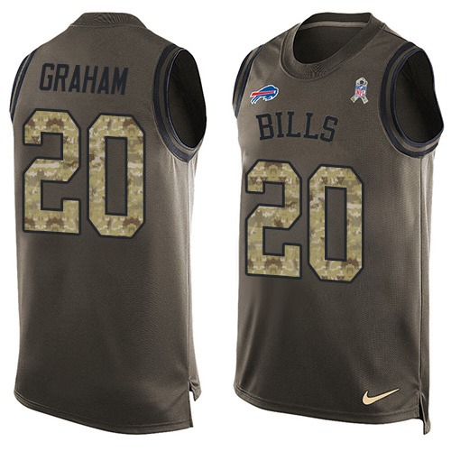 Men's Limited Corey Graham Nike Jersey Green - #20 Salute to Service Tank Top NFL Buffalo Bills